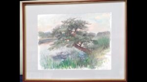 WP125　Red pine by the lake /湖畔の赤松　¥140,000　半切判424×545