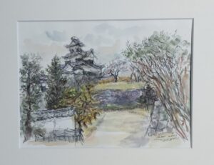 WP180　Komine castle from the ruins of the wisteria gate /藤門跡からの小峰城　¥100,000　太子判288×379