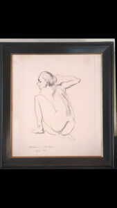 WP193　Standing knee nude woman croquis /立膝裸婦クロッキー　¥80,000　411×363