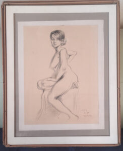 WP197　Drawing of a seated nude woman /裸婦座像素描　¥140,000　大衣判394×509