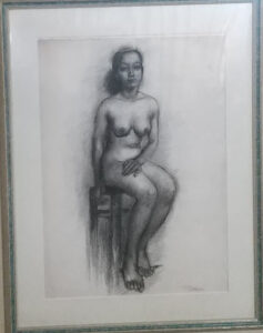 WP198　Drawing of a woman sitting on a chair /椅子に座る女性の素描　¥180,000　A1判595×842