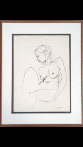 WP199　Sketch of a sitting lady in profile /座婦横顔素描　¥160,000　半切判424×545